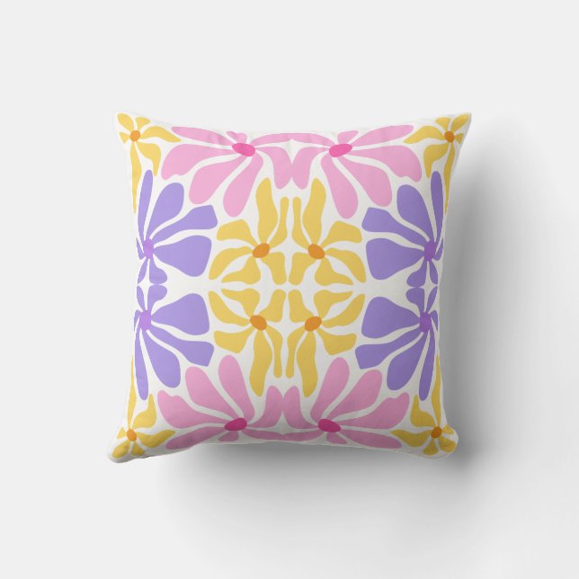 Coussin Pastel Retro Floral - Vibrant Kaleidoscope Pattern (Verso)