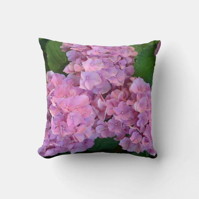 Coussin Pastel rose Hortensia hydrangea fleurs (Recto)