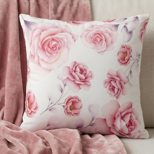Coussin Pastel rose romantique aquarelle