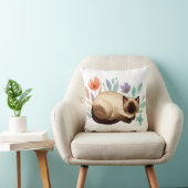Coussin Pastel Slumber: Siamese Cat in Bloom (Chaise)