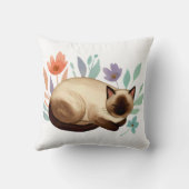 Coussin Pastel Slumber: Siamese Cat in Bloom (Verso)