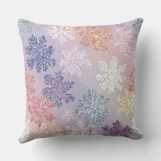 Coussin Pastel Snowflake Watercolor Throw Pillow – 2 Cozy 