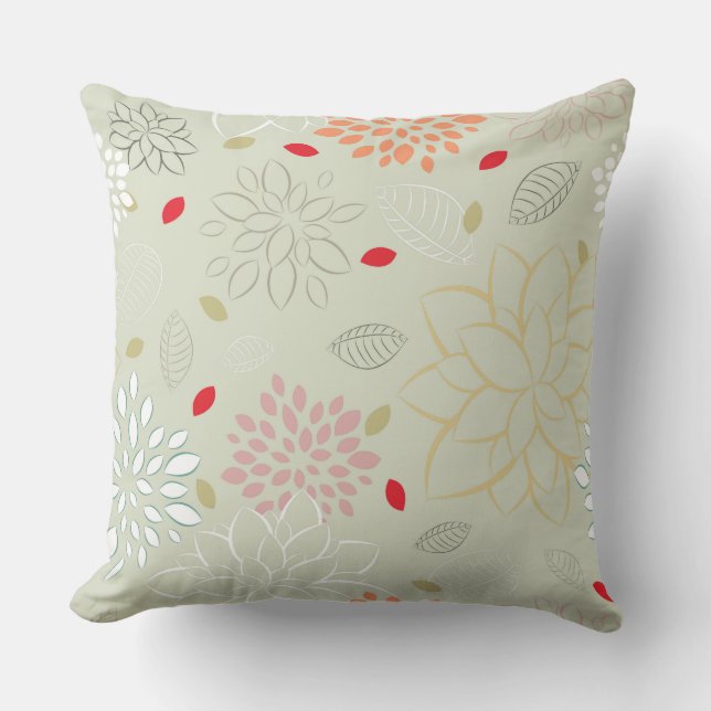 Coussin Pastel Tons Fleur Rétro Grande Impression (Recto)