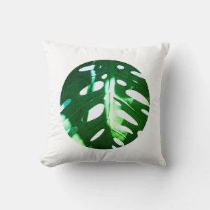 Coussin Pastel Vert Pâle Feuille de Plante Cercle 