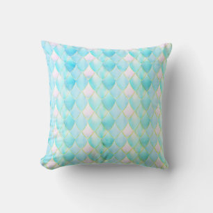 Coussin Pastel vert sirène bleu licorne or magique