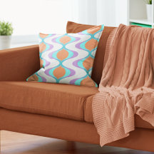 Pastel Violet Orange Aqua Blue Ogee White Waves