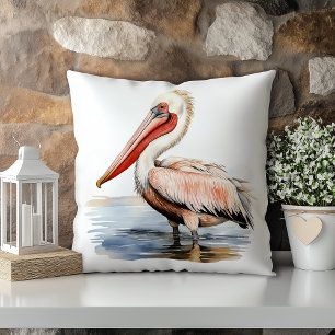 Coussin Pastel Watercolor Pelican Louisiana State
