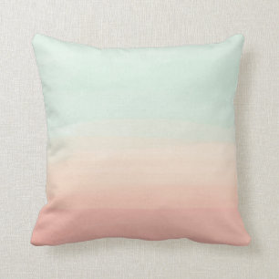 Coussin Pastel Watercolor Stripes Sea Glass