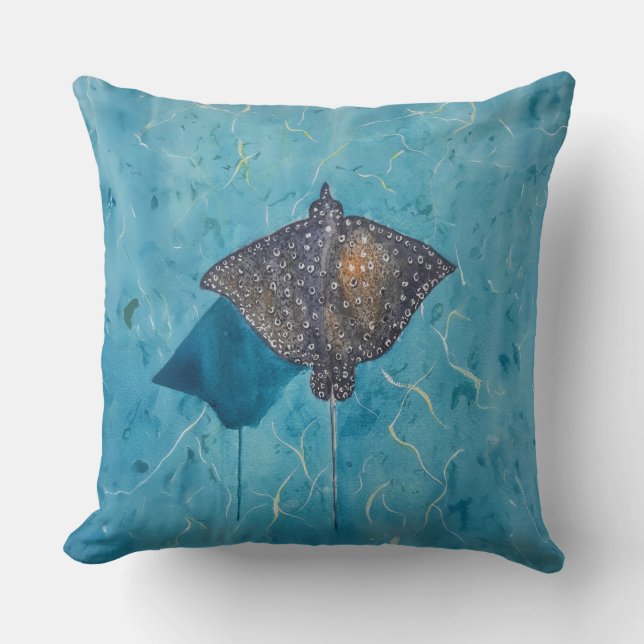 Coussin Pastenague aigle tachetée - Océan (Recto)