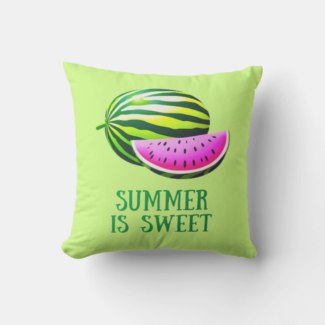 Coussin Pastèque fraîche et mûre avec des vibrations d'été (Recto)