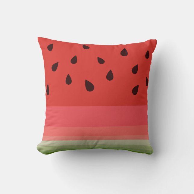Coussin Pastèque juteuse délicieuse mûre avec motif de gra (Recto)