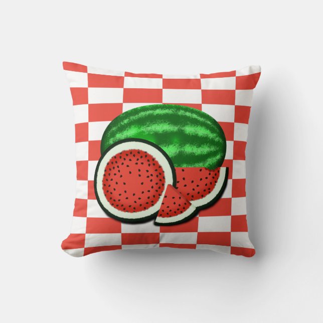 Coussin Pastèque sur fond rose Pastèque (Recto)