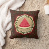 Coussin pastèque sur plaque d'olive avec tatreez palestini (Couverture)