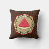 Coussin pastèque sur plaque d'olive avec tatreez palestini (Verso)