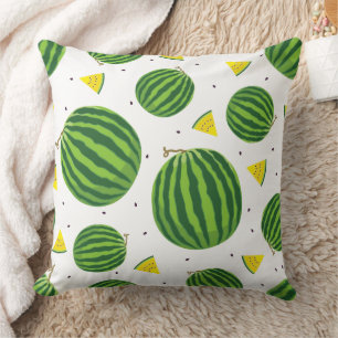 Coussin Pastèques Entières & Motif de Tranches Jaunes
