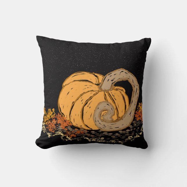 Coussin Patch de citrouilles Nuit étoilée (Recto)