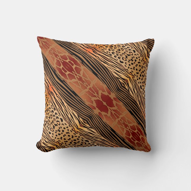 Coussin Patchwork animal Rustc unique Zebra Stripe Pillo (Recto)