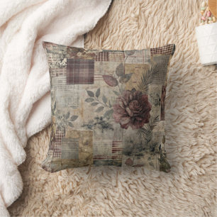 Coussin Patchwork Botanique Rustique Vintage (2)