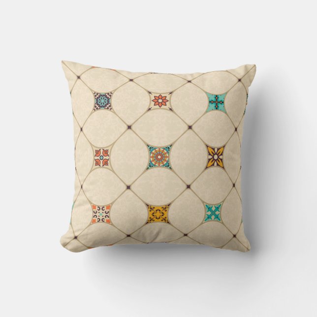 Coussin Patchwork coloré Islam Tile arabe (Recto)