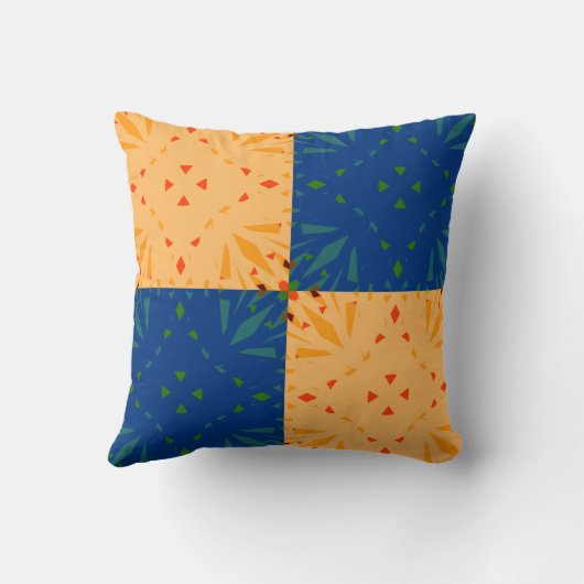 Coussin Patchwork de Décor Géométrique Jaune Bleu (Verso)