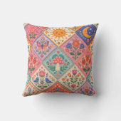 Coussin Patchwork de Folklore Céleste Champignon Soleil Lu (Verso)