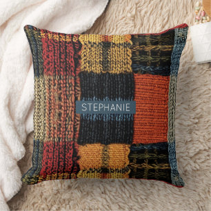 Coussin Patchwork de Knit - Décor Boho d'automne confortab