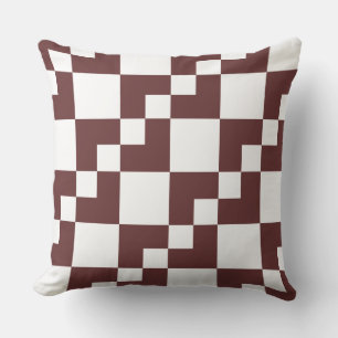Coussin Patchwork Domino - Brown foncé et blanc