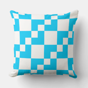Coussin Patchwork Domino - Ciel bleu et blanc