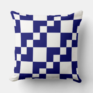 Coussin Patchwork Domino - Deep Navy Blue and White