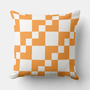 Coussin Patchwork Domino - Orange clair et blanc