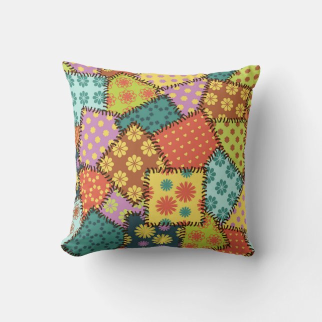 Coussin Patchwork Eclectique : Mélange Motif Diverse (Recto)