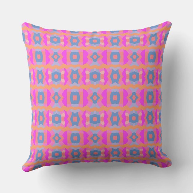 Coussin Patchwork en bloc de couleur psychédélique rose or (Verso)