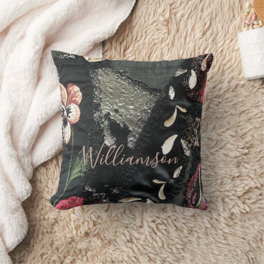 Coussin Patchwork Floral Personnalisé Broderie Aspect Gris (Couverture)
