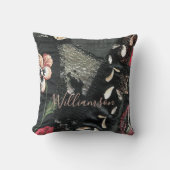Coussin Patchwork Floral Personnalisé Broderie Aspect Gris (Recto)