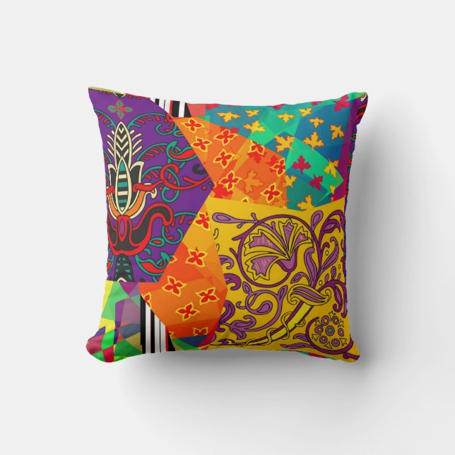 Coussin Patchwork indien turc festier Mandala (Recto)