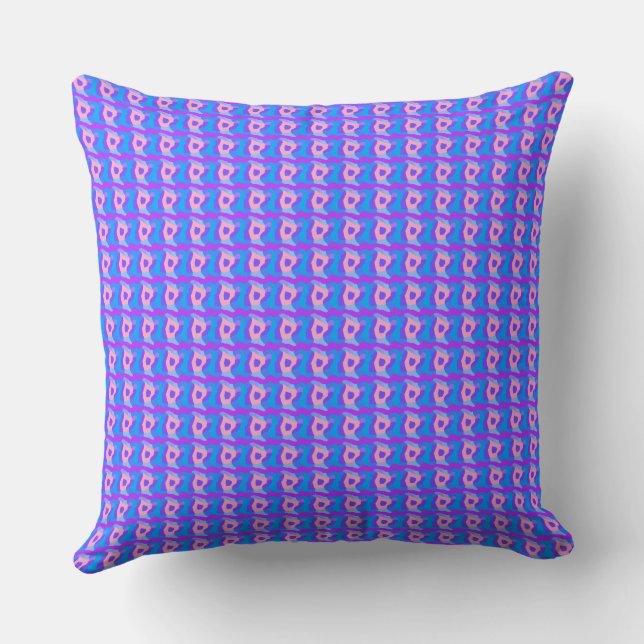 Coussin Patchwork psychédélique rose bleu pourpre 3 (Verso)