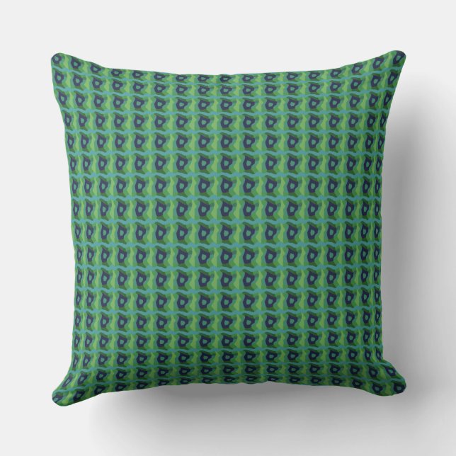 Coussin Patchwork psychédélique Turquoise Green Navy 3 (Verso)