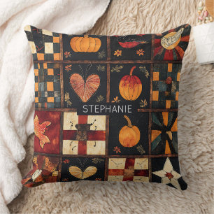 Coussin Patchwork rustique Art populaire Motif de courte
