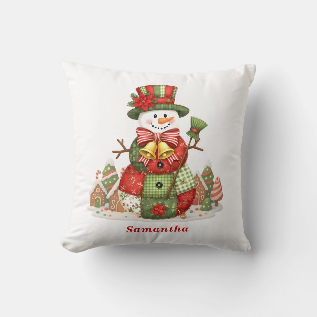 Coussin Patchwork Snowman Christmas (Recto)