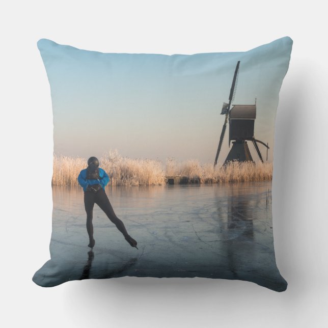 Coussin Patinage de glace après le moulin à vent et le (Recto)