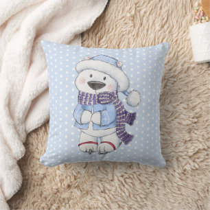 Coussin Patinage d'ours polaire d'hiver