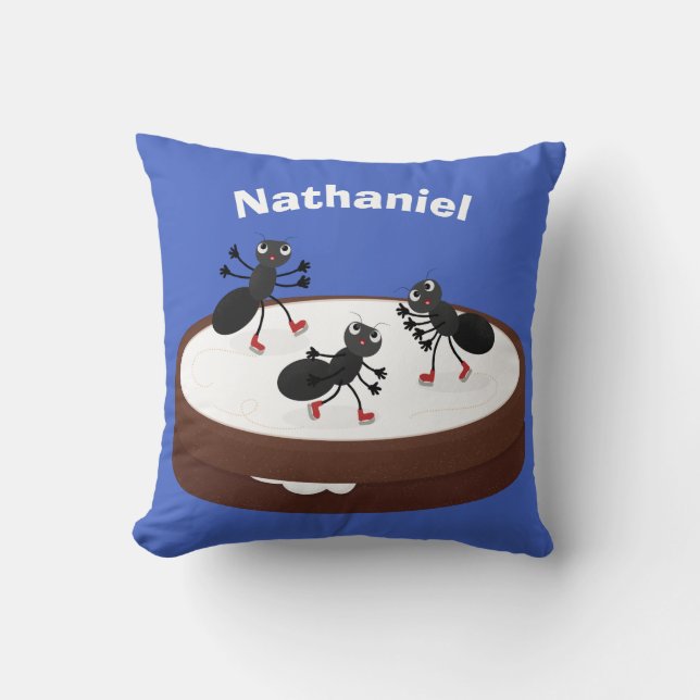 Coussin Patinage sur glace de fourmis joyeuses sur dessin  (Recto)