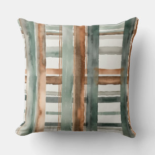 Coussin patine en cuivre gris-vert muet et abstrait blanc
