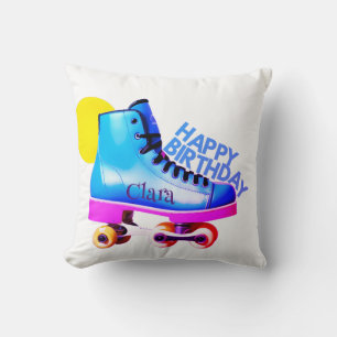 Coussin Patineur à roulettes soleil ajoutez votre nom text