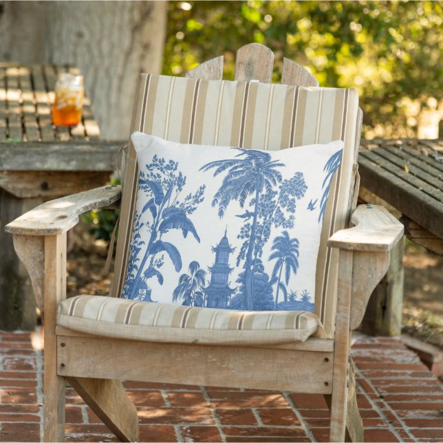 Coussin Patio Chinoiserie Bleu et Blanc (Chaise)