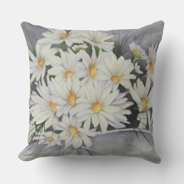 COUSSIN PATIO DE BOUQUET FLEURS DE JOUR BLANC (Recto)