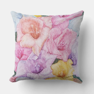 COUSSIN PATIO FLEURS DE GLADIOLA COLORÉ