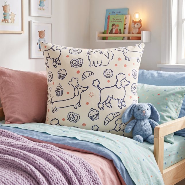 Coussin Pâtisserie Chiots & Chatons Navy (Créateur téléchargé)