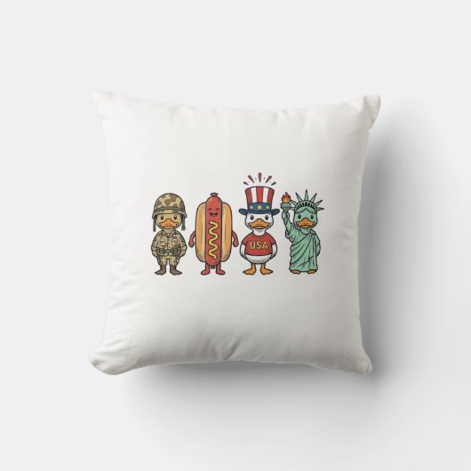 Coussin Patriotic Duck and Hot Dog Vintage Vector Shirt_1 (Recto)
