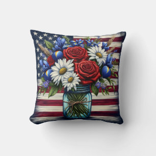 Coussin Patriotique, floral en détresse